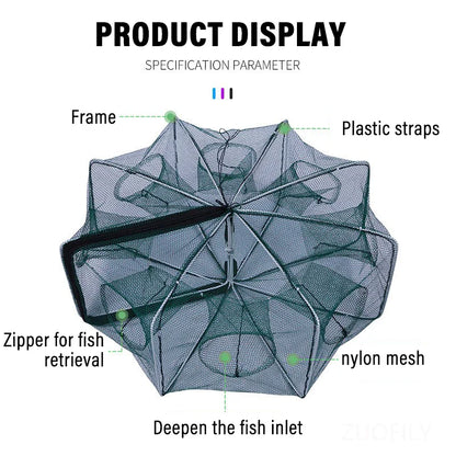 New Fishing Traps Mesh Cage Foldable Crayfish Catchers Crab Fish Cage Trap Net Nylon Casting Fishing Mesh Shrimp Net for Tackle