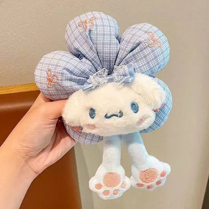 Sanrio Cute Cartoon Animal Flower Large Intestine Scrunchie My Melody Head Rope Kuromi Kawaii Head Tie Hair Rope Hair Ornament