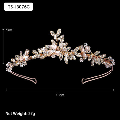 Efily Gold Color Wedding Tiaras and Crowns for Pearl Rhinestone Headband Bride Headpiece Jewelry