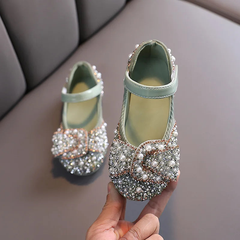 Kids Girls Sandals Fashion Sequins Rhinestone Bow Girls Princess Baby Girl Shoes Children Flat Sandals Size 21-36