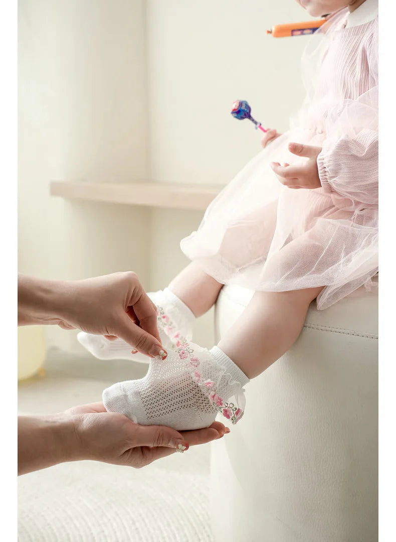New Children's Socks With Lace Princess Girls Frilly Sock Soft Infant Baby Socken White Socks For Kids 0-10Years High Quality