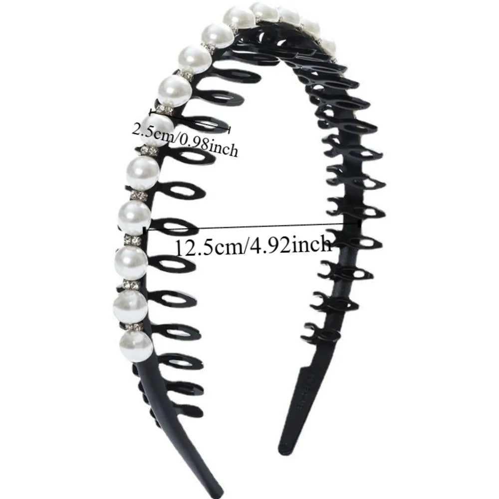 Wild Girls  Non-slip Rhinestone Toothed Pearl Headband Hair Band Hair Accessories Wash Face Hair Hoop