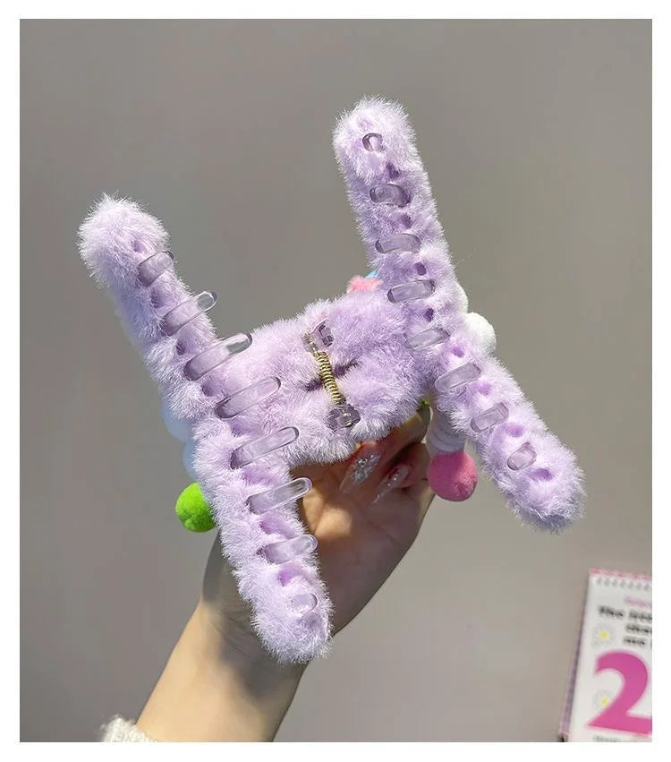 Clip Hair Accessory Thick Hair-Claw Clip Fluffy Plush Hairs Claw Clips for Girls Thick Hair Strong Hold Barrettes