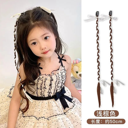 Children's boxing braids, wigs, headband, internet famous hot girls tie their hair, braids, rubber bands, girls' long hair, dirt