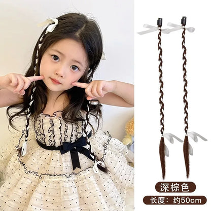 Children's boxing braids, wigs, headband, internet famous hot girls tie their hair, braids, rubber bands, girls' long hair, dirt