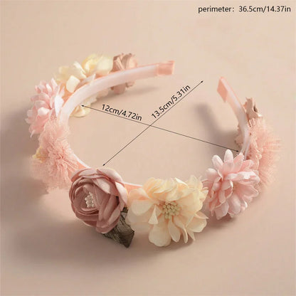 Advanced Handmade Flower Girls Headbands Cute Pearl Feather Wedding Crown Princess Dance Party Headwear Fashion Hoop Accessories