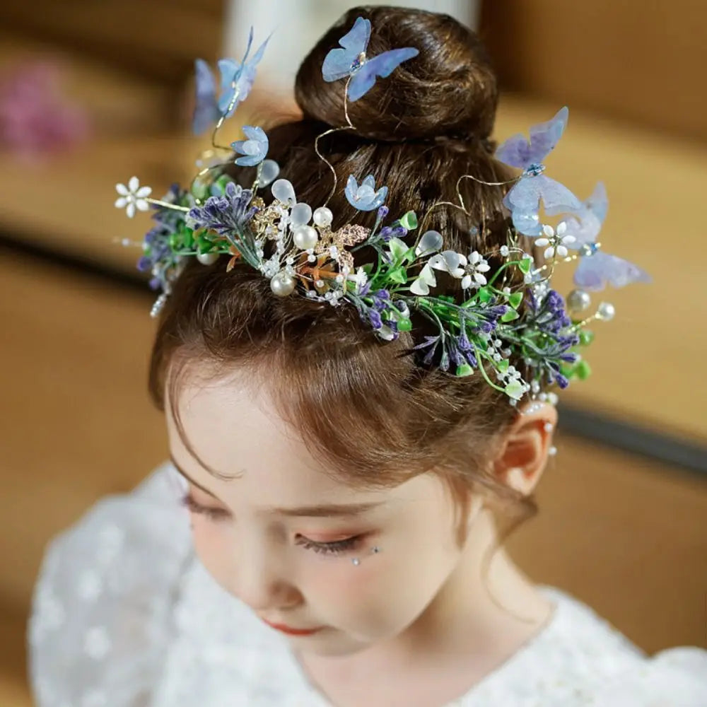 Creative Forest Garland Headdress Butterfly Floral Crown Wedding Head Princess Headband