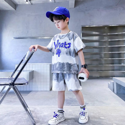 Teenage Boy Set kid clothing Suit Cotton Summer Outing Clothes Top Shorts 2PCS Clothing for Children's