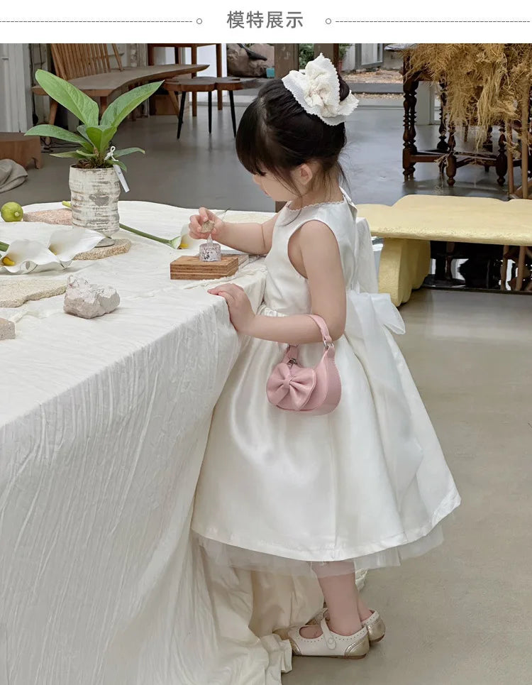 Kids Girls Cute Bowknot Handbag Fashion Crossbody Bag Detachable Strap Mini Shoulder Bag for Children Stylish Purse