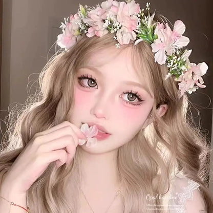 Bohemia Style Bride Garland Simulation Flower Hair Ornaments Simulation Wreath Thai Adjustable Seaside Vacation Headdress Party