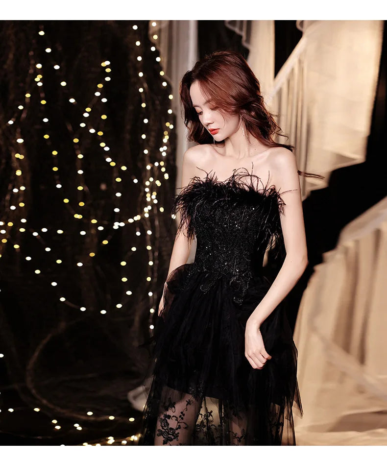 2025 Singing host Party Dresses Woman White Black Dresses for Women Evening Festive Special Occasions Luxurious Gala Dress