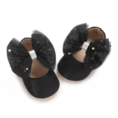 Spring and Autumn New Girl Baby Princess Shoes Mesh Bow 0-12 Months Baby Shoes Single Shoes Learning Walking Shoes