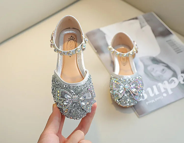 New Children Princess Shoes for Girls Bowtie Glitter Children Baby Dance Shoes Bling Bling Party Casual Toddler Girl Sandals