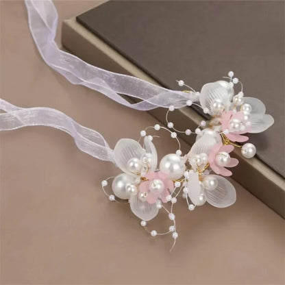 Elegant Girls Headband Lmitated Pearl Hair Headdress Baby Girls Flower Wreath Bride Garland Head Hoop Wedding Headbands Hair