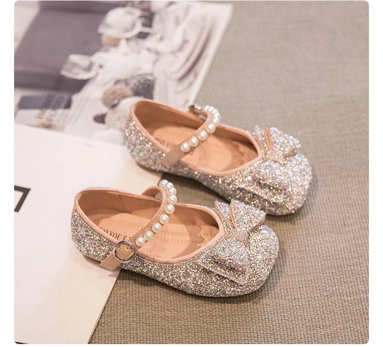 Girls Princess Shoe Soft Sole Ballet Dance Shoes Water Diamond Small Leather Shoes Mary Jane Shoes