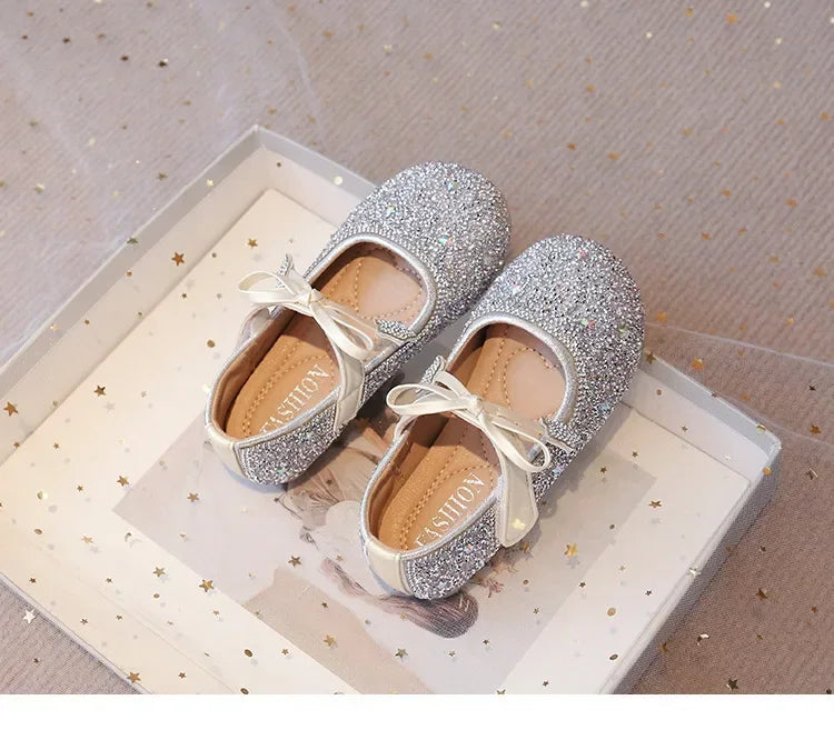 Girls Princess Shoes Round Toes Sweet Bows