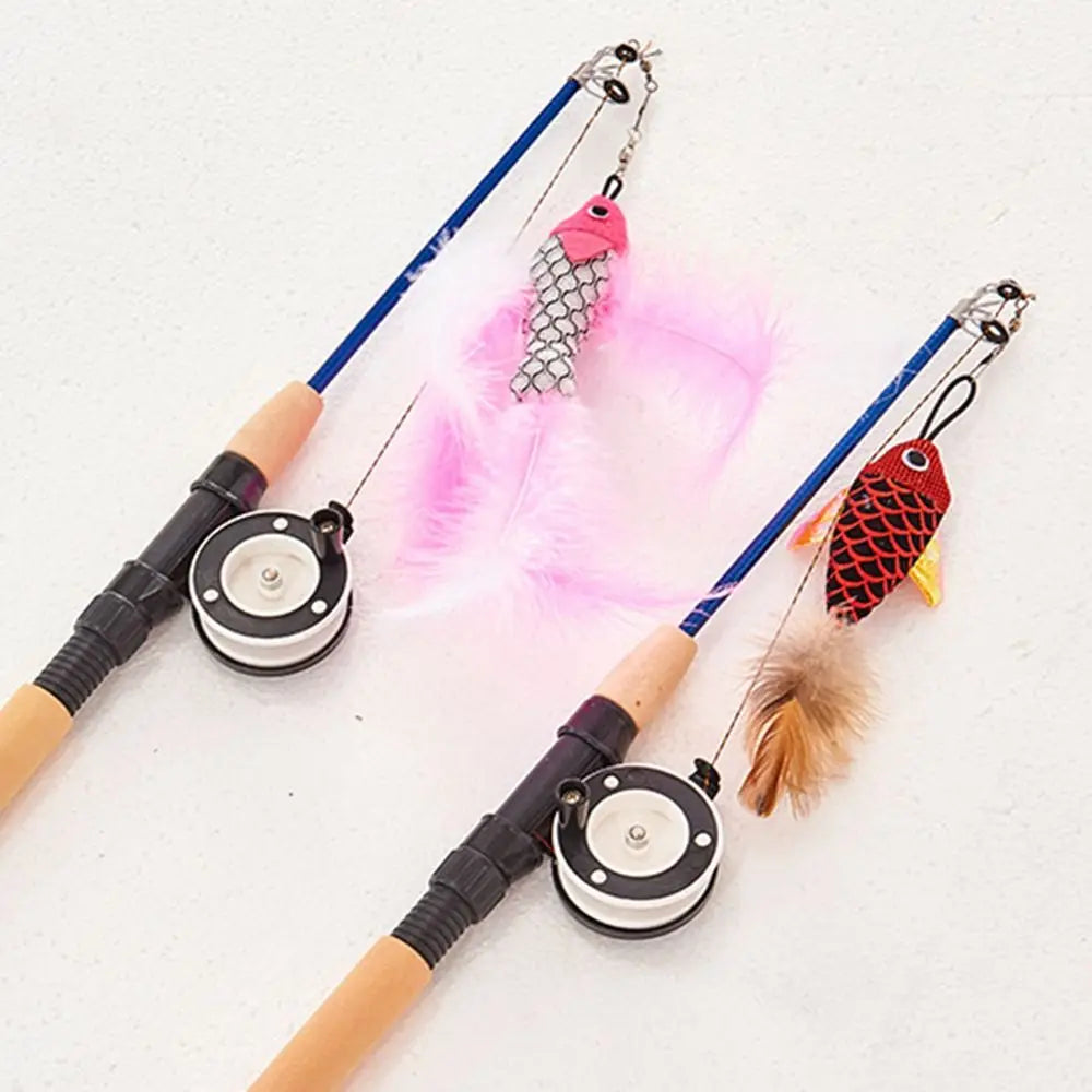 Retractable Cat Teaser Wand Toy Ultra-Long Refills Cat Feather Toys Catnip Fishing Rod Interactive Cat Toys for Indoor Cats