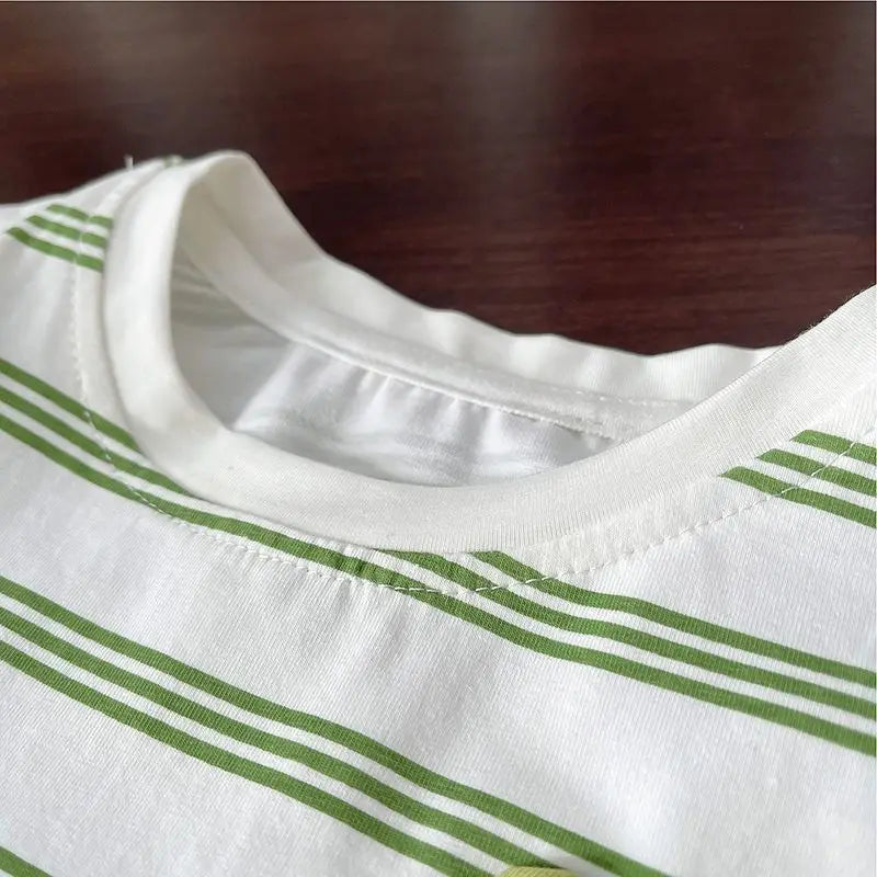Summer Children Clothes Boys Girls Short-sleeved Striped T-shirt +Shorts 2Pcs Set Babies Fashion Round Neck Outfits Kids Suits