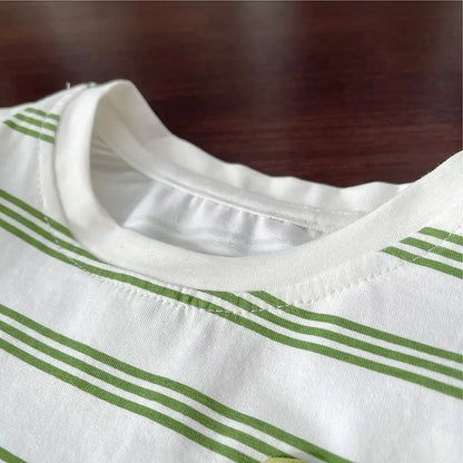 Summer Children Clothes Boys Girls Short-sleeved Striped T-shirt +Shorts 2Pcs Set Babies Fashion Round Neck Outfits Kids Suits