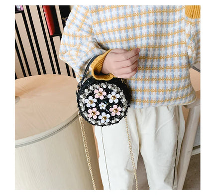 Women Bag Lady Little Girls Toddler Princess Lovely Bag Kids Baby Messenger Shoulder Crossbody Flower Bag