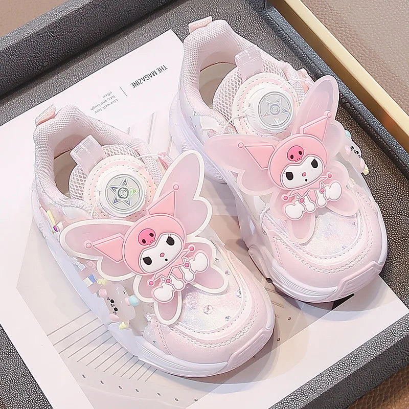 Girls Leather Hook-and-Loop Shoes - Non-Slip Thick Sole Chunky Sneakers Soft Bottom Fashion Casual Shoes for Kids