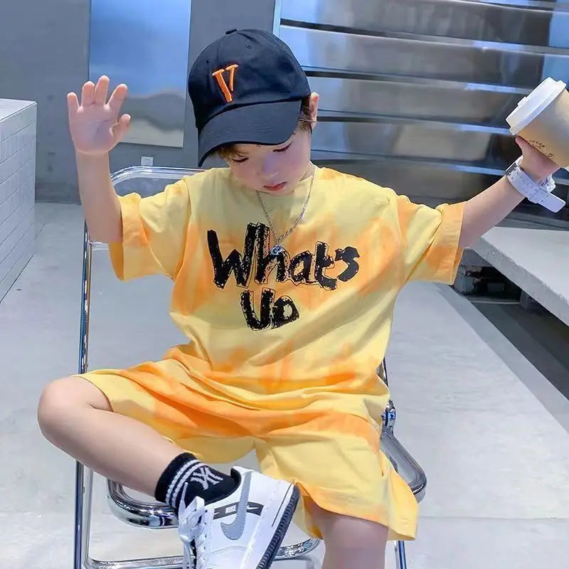 Teenage Boy Set kid clothing Suit Cotton Summer Outing Clothes Top Shorts 2PCS Clothing for Children's