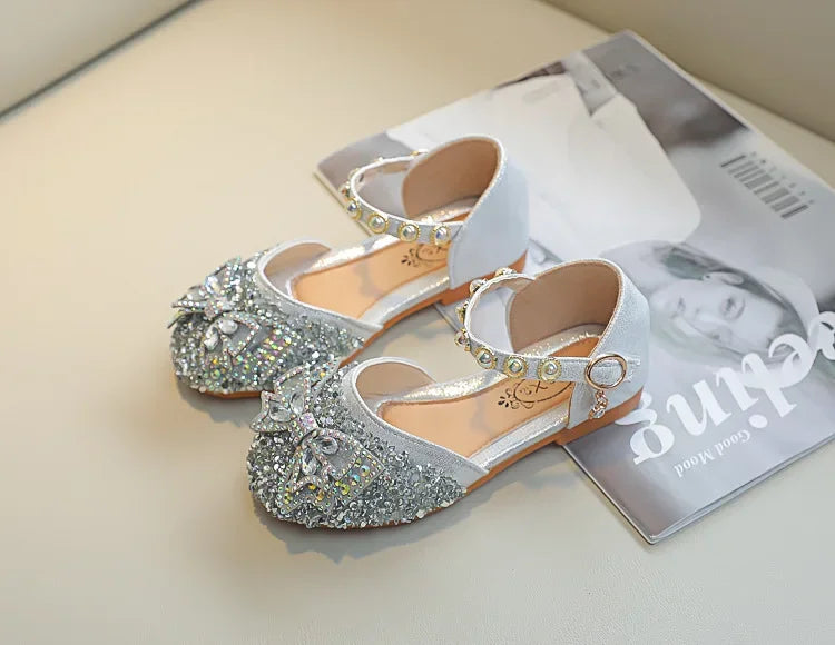 New Children Princess Shoes for Girls Bowtie Glitter Children Baby Dance Shoes Bling Bling Party Casual Toddler Girl Sandals