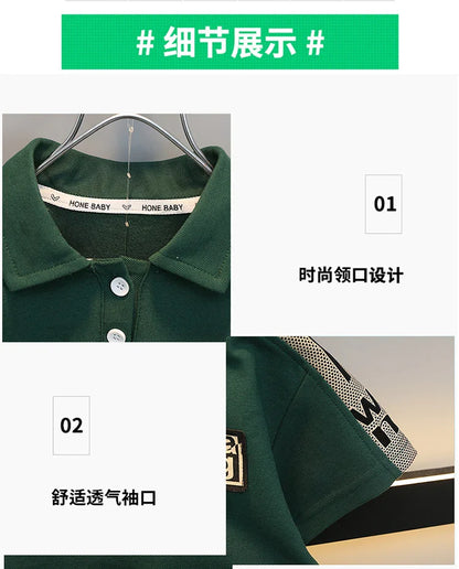 Boys Summer Polo Shirt Set New Baby Short-sleeved Two-piece Set Boys Children's Foreign Children's Clothing