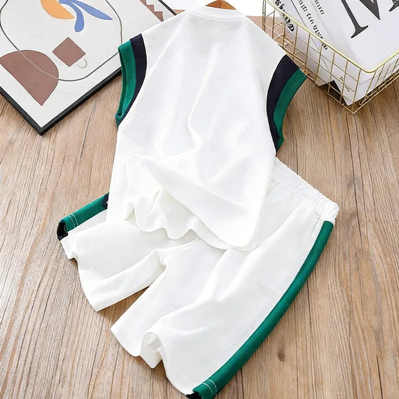 Toddler Kids Sleeveless Vest+Shorts 2PCS/Set Baby Boy Summer Casual Sport Outfit Fashion Children Clothing6-14Y