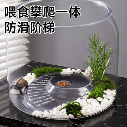 Round Spiral Climbing Platform Aquarium,Desktop Ecological Habitat with High-Transparency Viewing,Spiral Ramp Terrarium