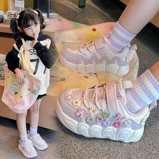 Kawaii Casual Shoe Fashion Childrens Shoes Girls Princess Sneakers Non-Slip New Autumn Running Shoes for Kids Girls Casual Wear