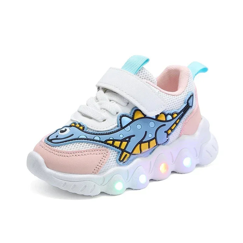 Children Cute Cartoon Boys Casual Sneaker for Children Shoes Girl Mesh Breathable Lighting Shoes Baby Illuminated Shoe