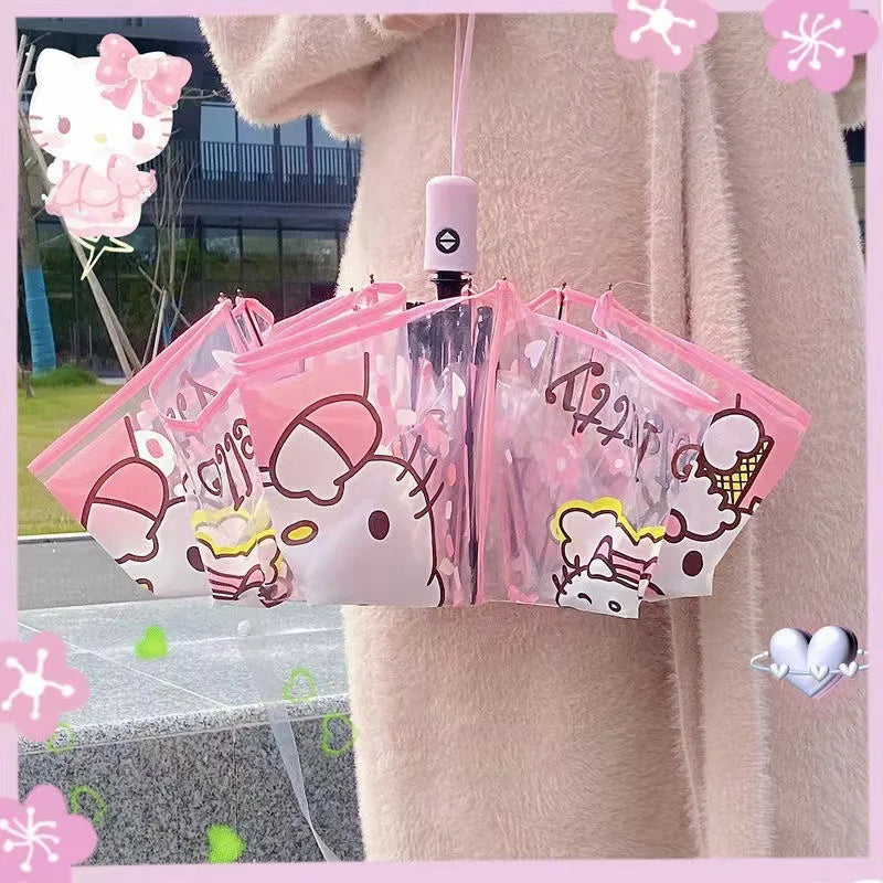 Sanrio Kuromi Folding Umbrella Cinnamoroll Printed Windproof Kawaii Mini Storage Girl Gift Rainy Outing Portable Lightweight Y2K