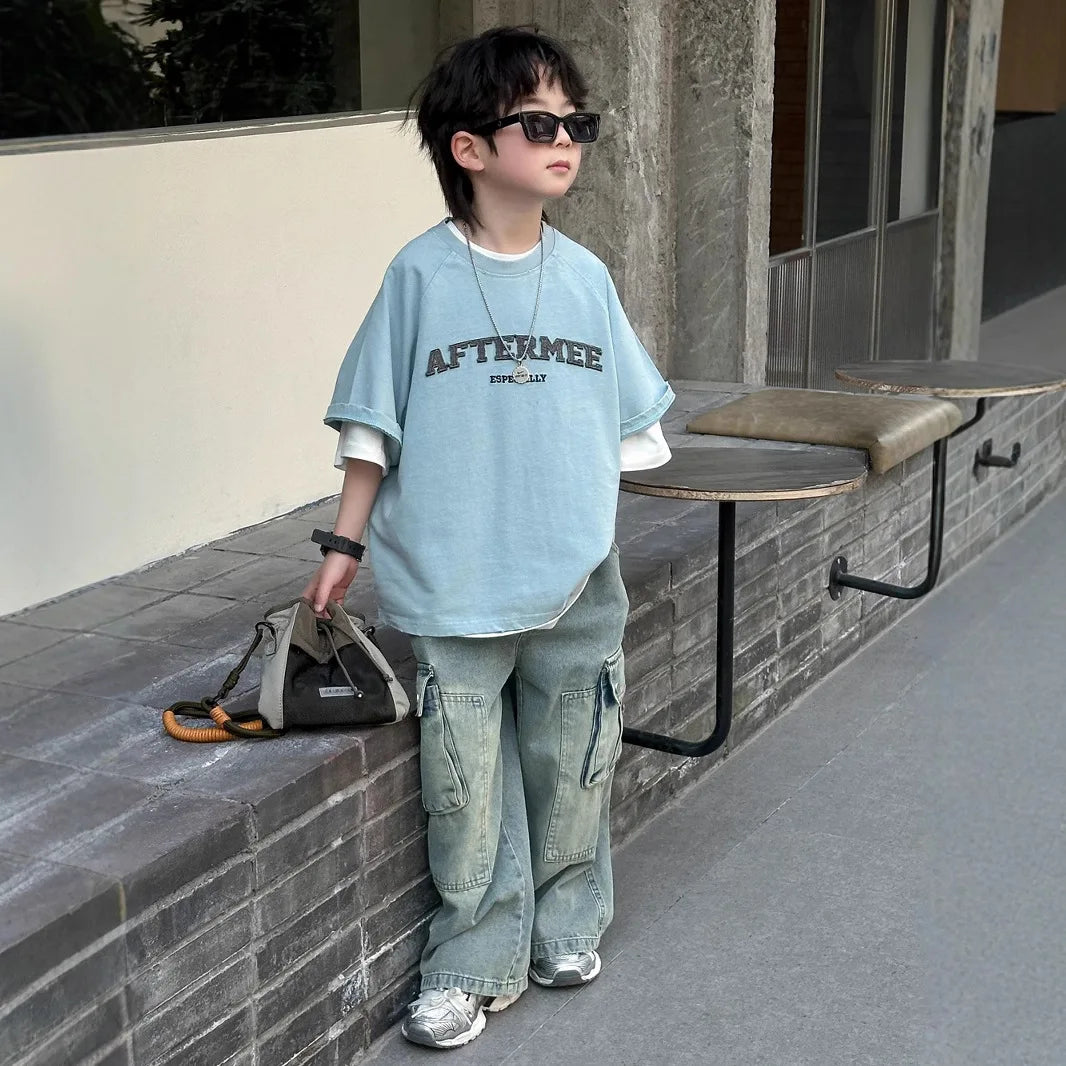 Spring Summer New Children's  Short Sleeve T-shirt