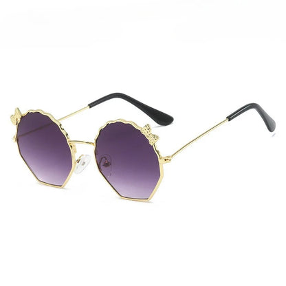 Summer Fashion Kids Sunglasses Trendy Bowknot Metal Frame Sun Glasses for Boys Girls Outdoor Anti UV Eyewear UV400