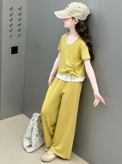 Child Summer Outfit Clothes for Teens Elementary Kids Girl Set Sweatshirt Korean Reviews Many Girls Student Suit 11
