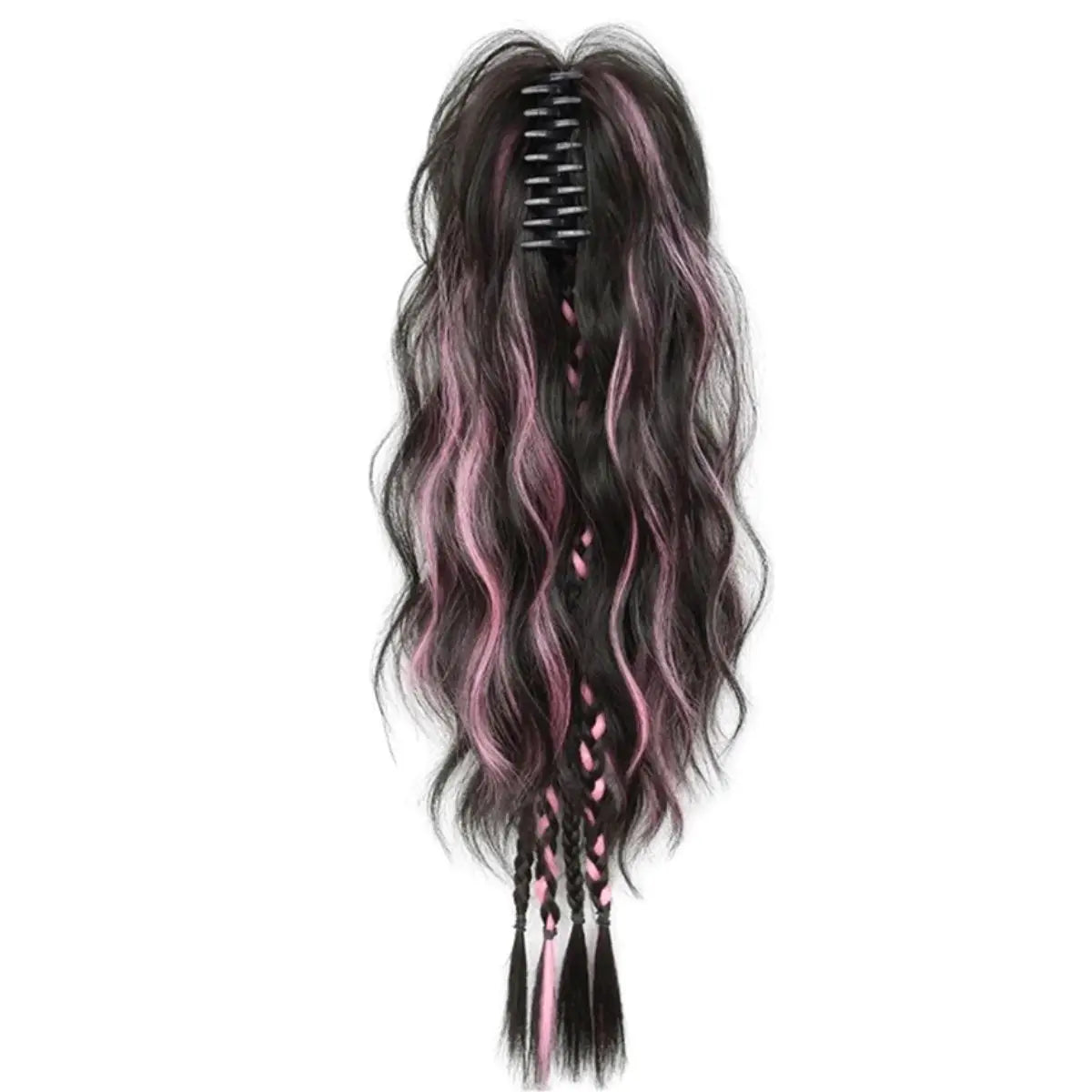 Boxer braid hair clips, Sweet Cool Style Women's Hair Extensions, Short Curly Hair with Long Ponytail Claw Clip, Daily Use
