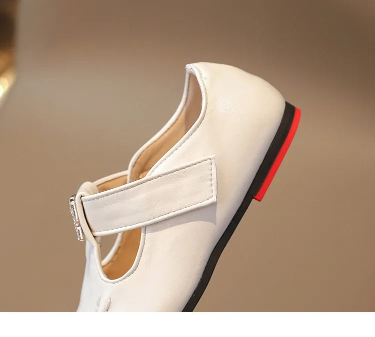Fashion Girls' Shoes  Autumn New Kids Formal Pointed Leather Shoes Simple Versatile Girls' Rhinestone Casual Shoes Zapatos