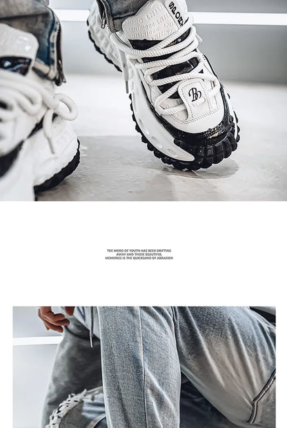 New Thick Soled Height Increasing Men's Casual Shoes 2025 Spring Color Blocked Comfortable Fashion Trend Low Cut Chunky sneakers