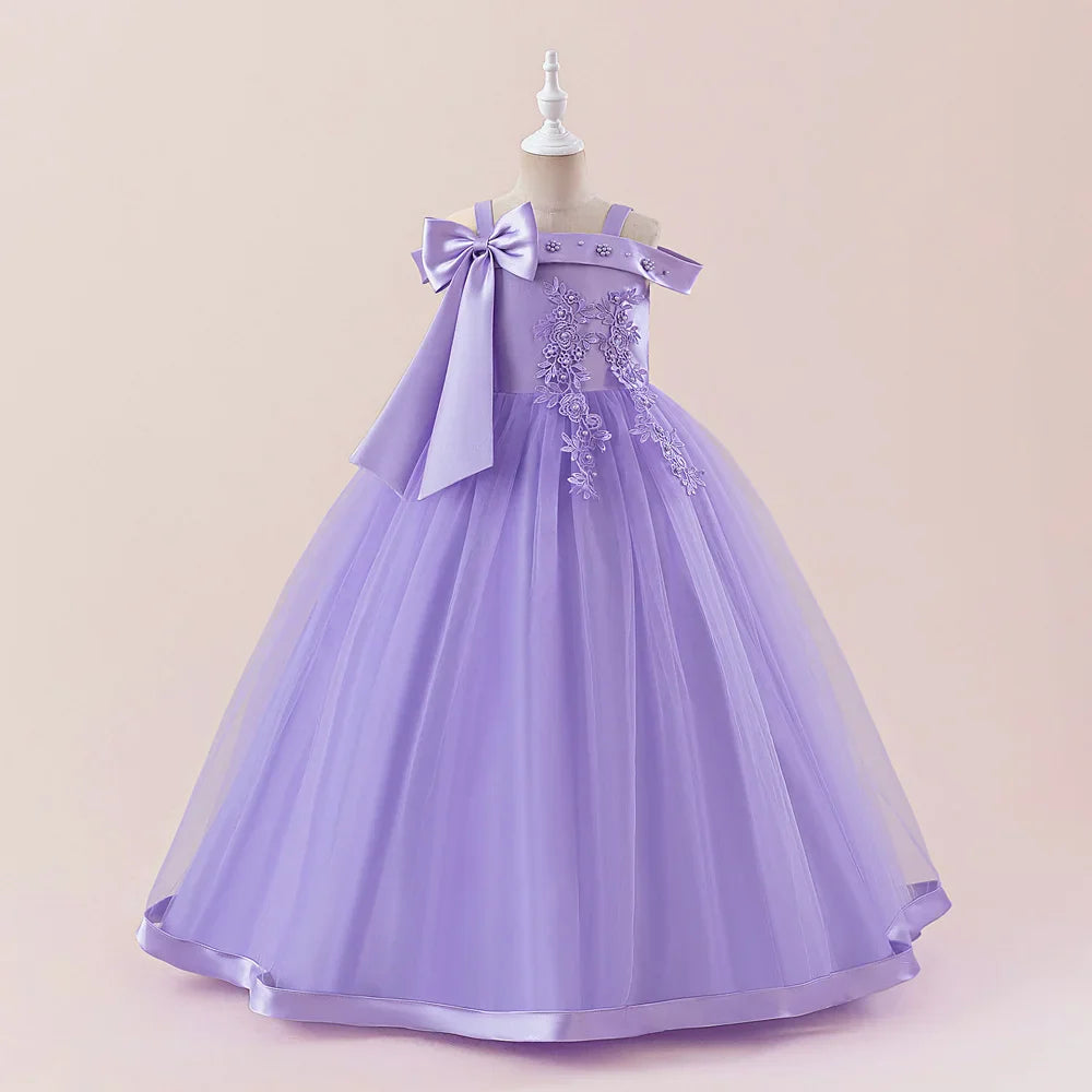 Fashion Bridesmaids Party Girls Dresses Elegant Flower Wedding Princess Dress for Girl Birthday Evening Prom Christmas Costumes