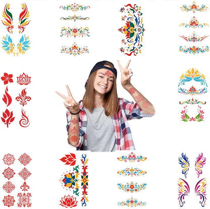 10 sheets Dunhuang eyebrow tattoo stickers ancient style Hanfu waterproof performance face forehead printed tattoo stickers