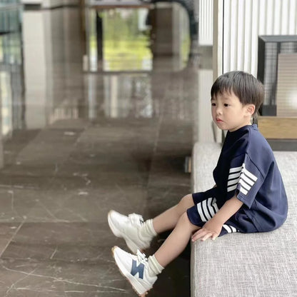 Kids Sportswear 2 Piece Set Korean Style Short Sleeve and Shorts Outfit for Boys and Girls