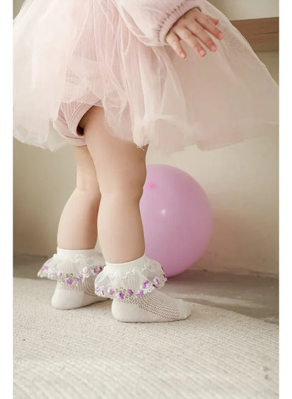 New Children's Socks With Lace Princess Girls Frilly Sock Soft Infant Baby Socken White Socks For Kids 0-10Years High Quality