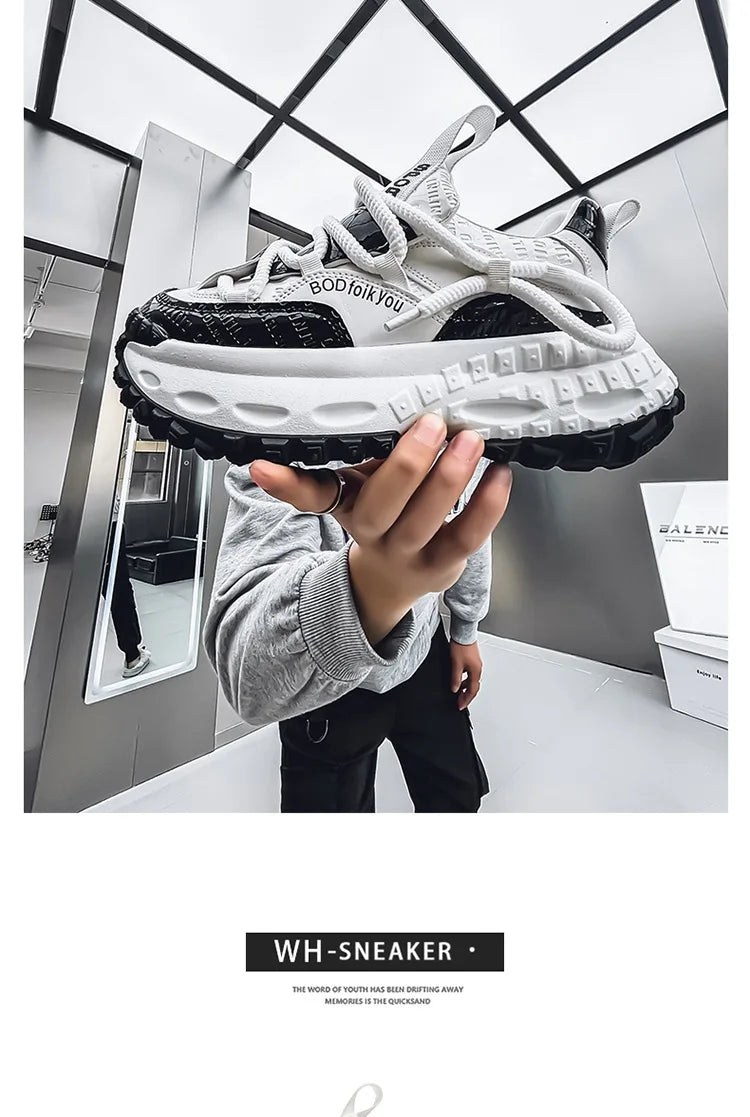 New Thick Soled Height Increasing Men's Casual Shoes 2025 Spring Color Blocked Comfortable Fashion Trend Low Cut Chunky sneakers   (Available)