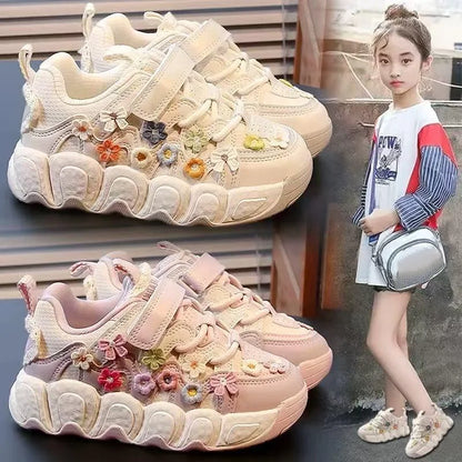 Kawaii Casual Shoe Fashion Childrens Shoes Girls Princess Sneakers Non-Slip New Autumn Running Shoes for Kids Girls Casual Wear