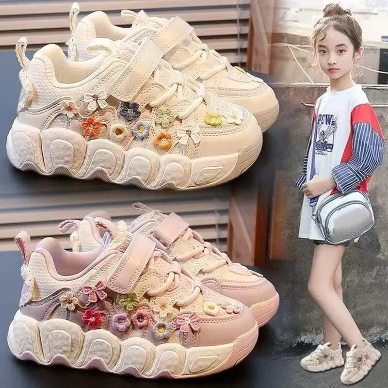 Kawaii Casual Shoe Fashion Childrens Shoes Girls Princess Sneakers Non-Slip New Autumn Running Shoes for Kids Girls Casual Wear