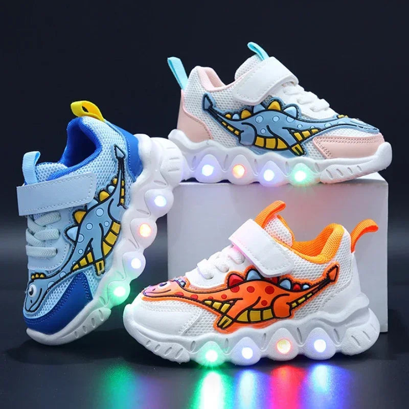 Children Cute Cartoon Boys Casual Sneaker for Children Shoes Girl Mesh Breathable Lighting Shoes Baby Illuminated Shoe