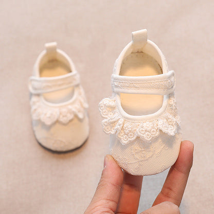 Baby Girls Shoes Non-Slip Soft Soled Lace Bowknot Flats Toddler Girls First Walker Spring Autumn Princess Shoes