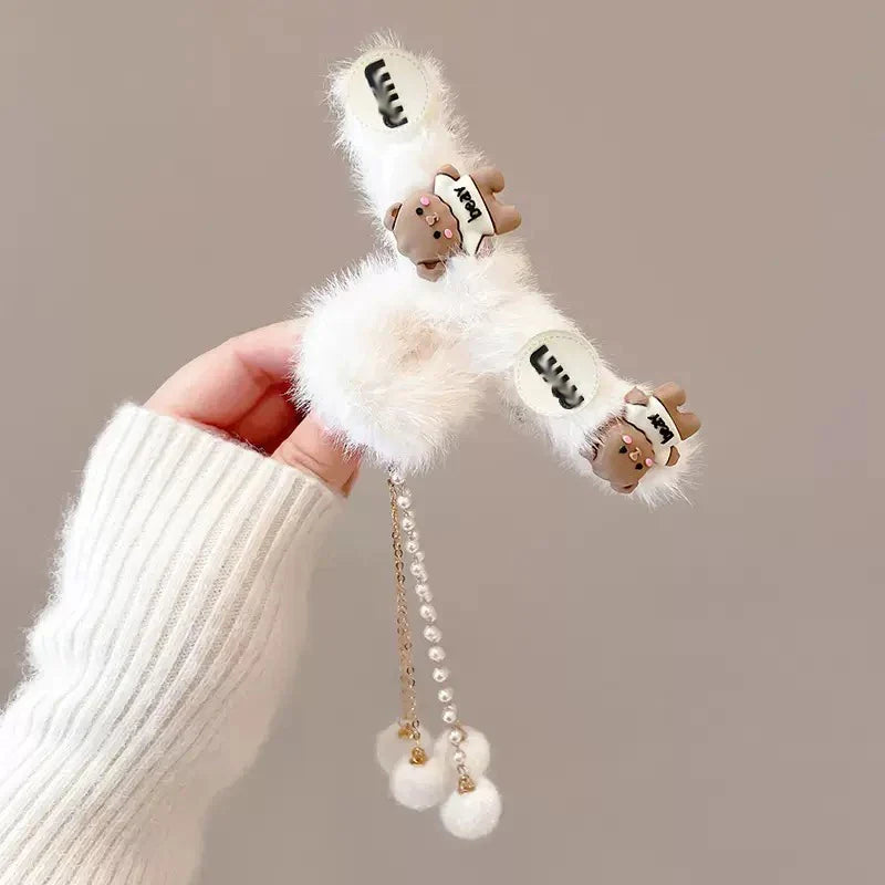 Hair Claw Headwear Women Fashion Faux Fur Hair Clip Acrylic Large Hair Claw Korea For Girl Winter Crab Barrette Hair Accessories
