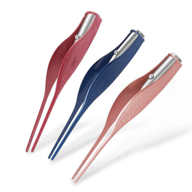 Baby Ear Cleaner Tweezer Soft Ear Picks LED Flash Light Ear Wax Curette Picker Ear Cleaning Tool Ear Wax Dig Removal Earpick Set